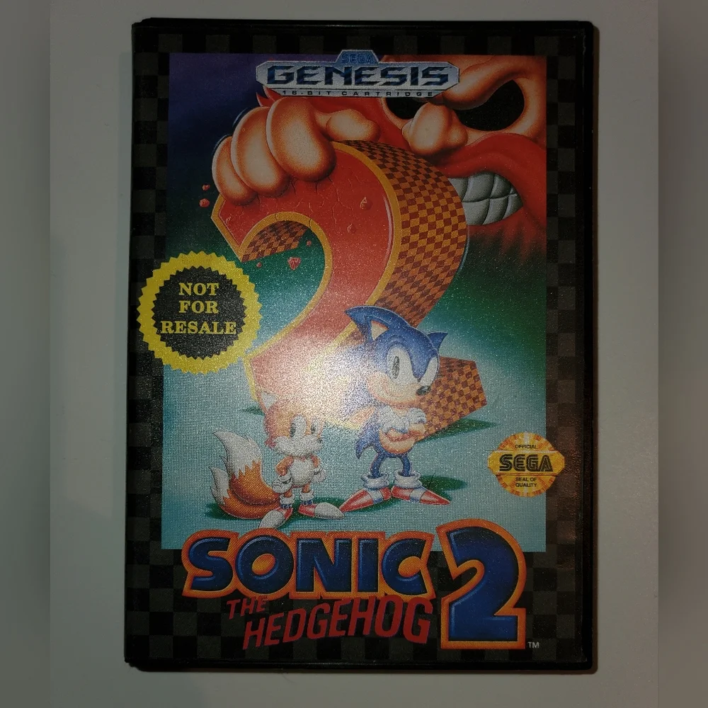 Sega Genesis Sonic the Hedgehog 2 Game, Original Box And Manual Vintage,UNTESTED